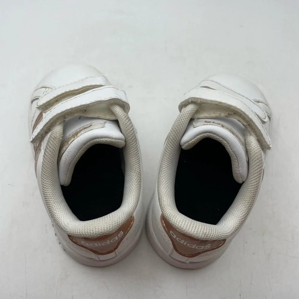Adidas Baseline CMF INF girls white pink sneakers size 6C
